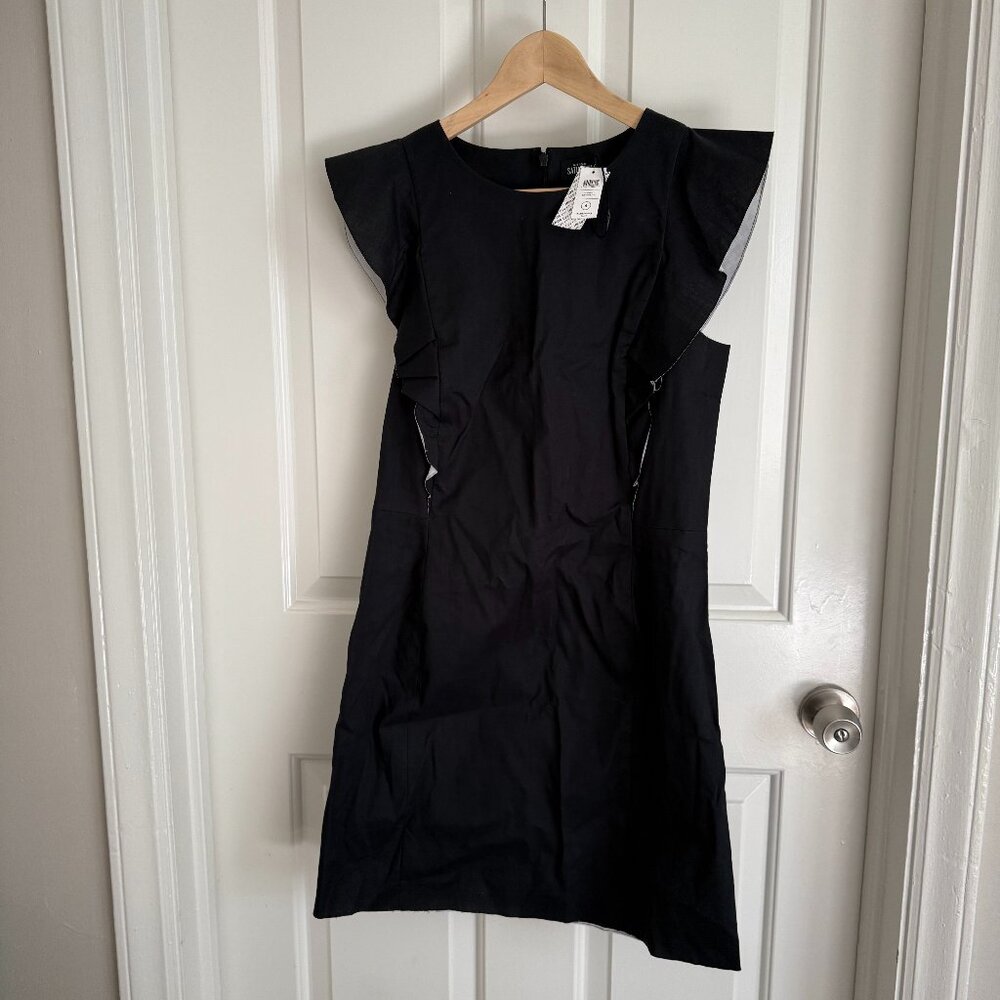 NWT Kate Spade Saturday Waisted Ruffled Sheath Dress in Black, Size 6